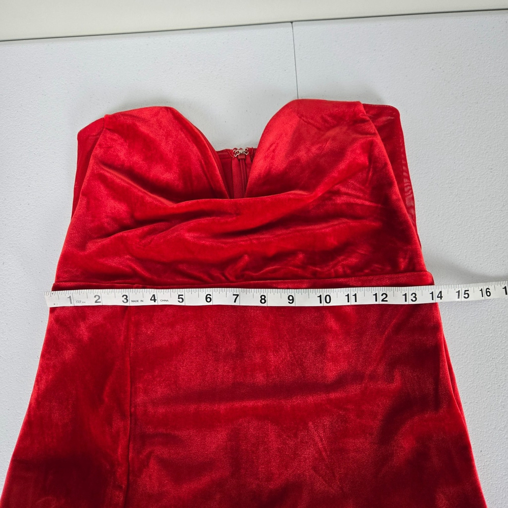 Lulus Womens Velvet Maxi Dress Size M Red Cocktail Glam Occasion Vamp Event NWT - Picture 7 of 8